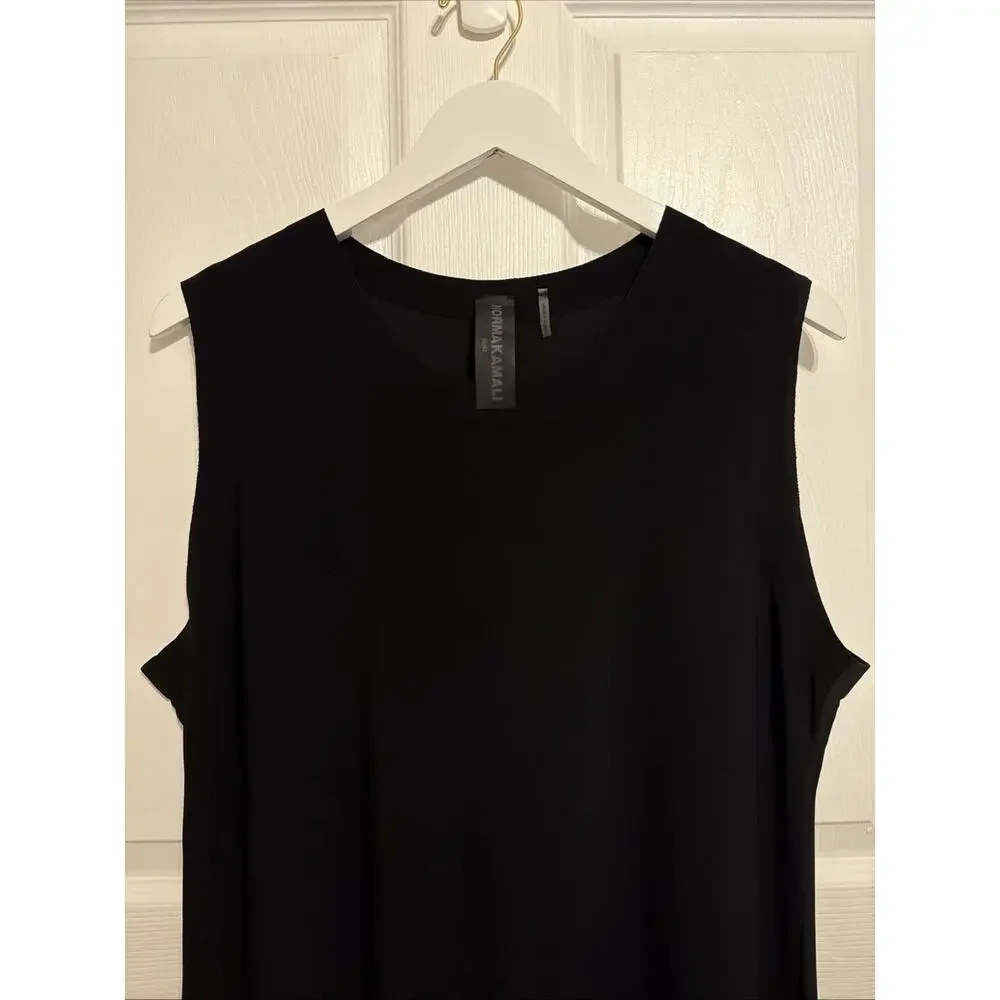 Norma Kamali Women’s Black Sling Shift Twirl Sleeveless Dress XL 42 Midi‎